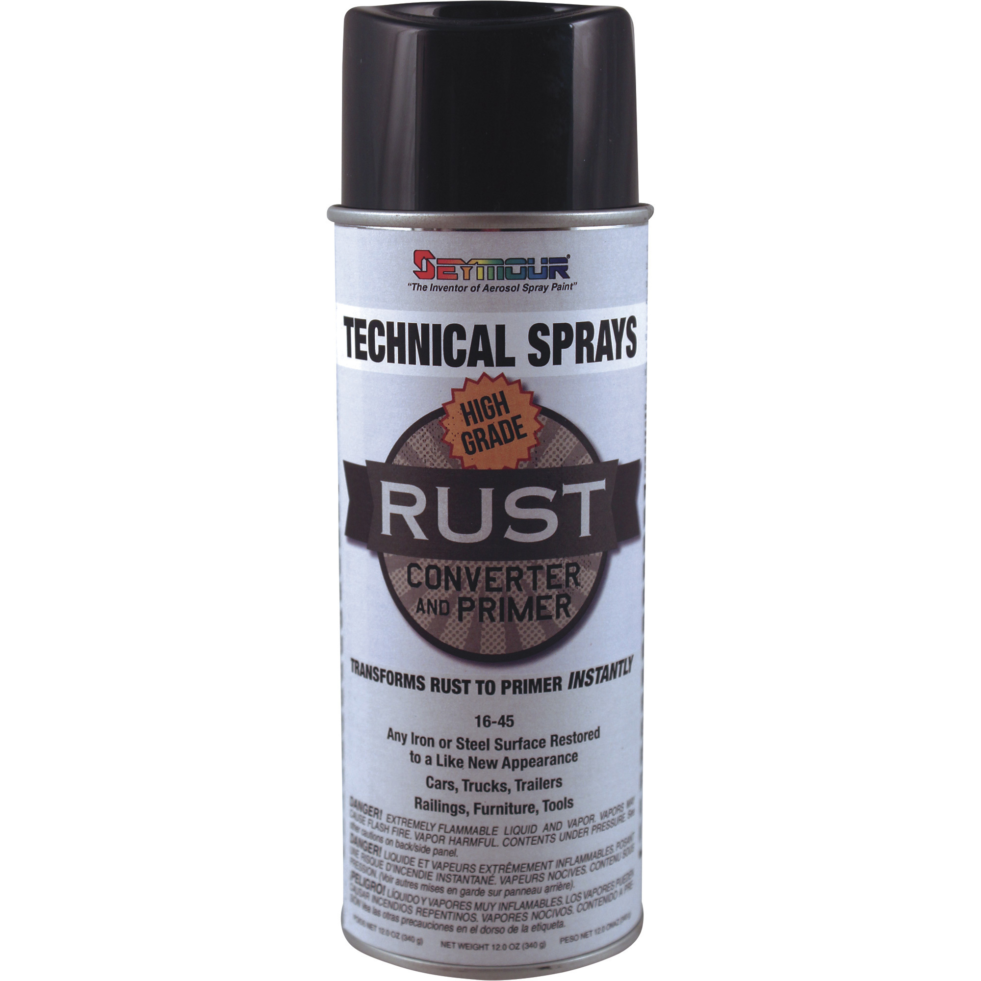 Seymour Rust Converter and Primer, Black, 16-Oz. Can, Model# 16-045